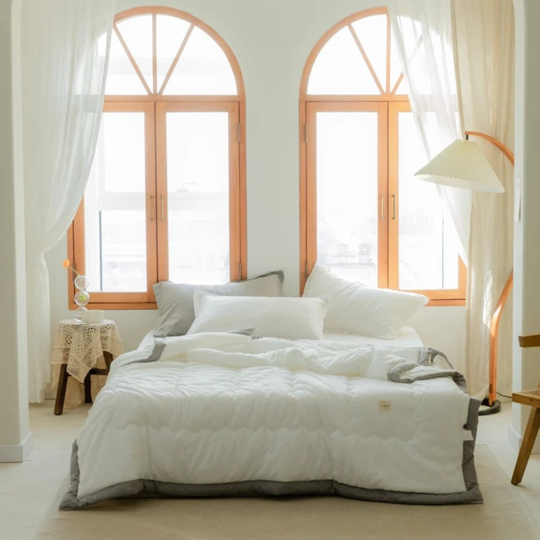 2025年新作｜洗える夏用キルト掛け布団｜肌に優しいポリエステルコットン・軽量・高級感・無地