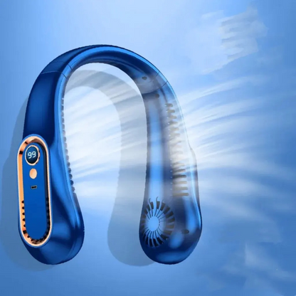 2025年新型 首掛けシーリングファン｜USB充電式・小型・デジタル表示付き｜学生・オフィス・スポーツに最適