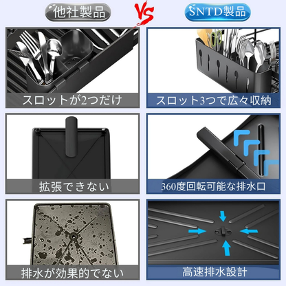 大型ディッシュラック｜水切りトレー・カトラリーホルダー付き・錆びにくい設計