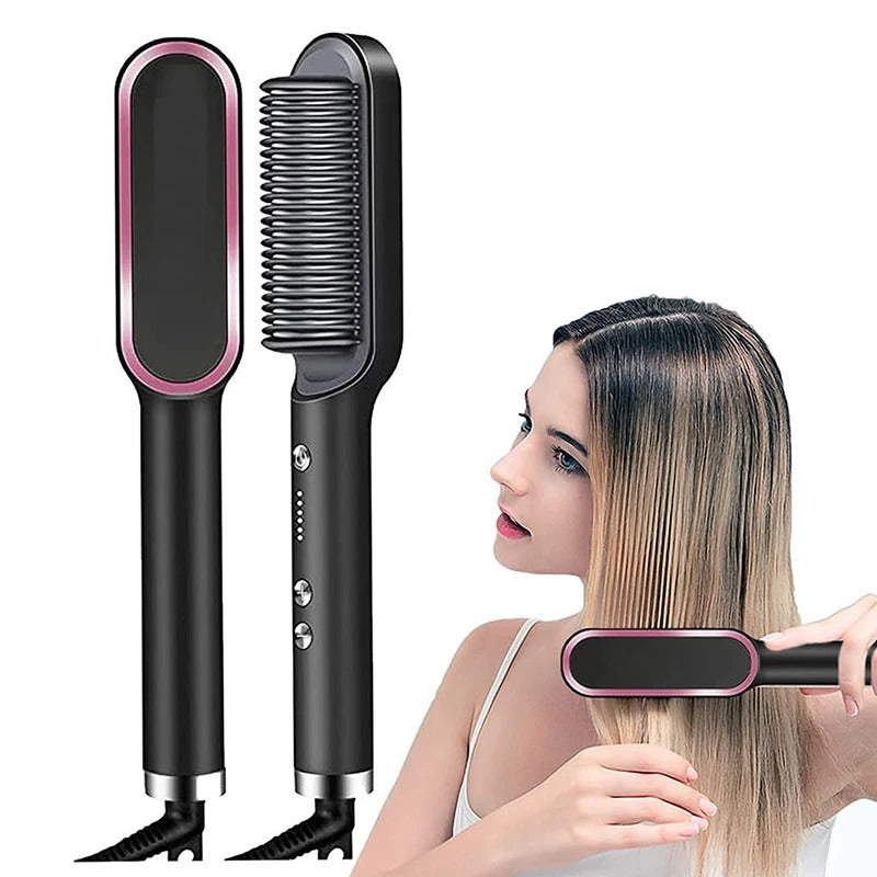 2in1ヘアストレートブラシ｜高速加熱＆マイナスイオン｜セラミックホットコーム