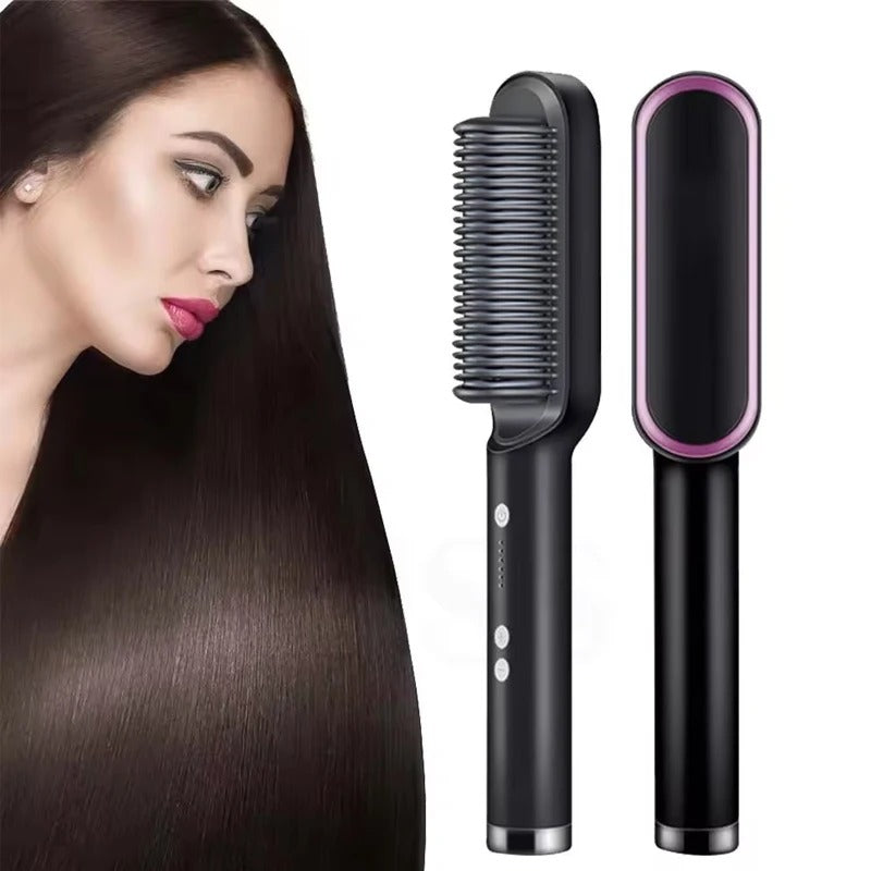 2in1ヘアストレートブラシ｜高速加熱＆マイナスイオン｜セラミックホットコーム