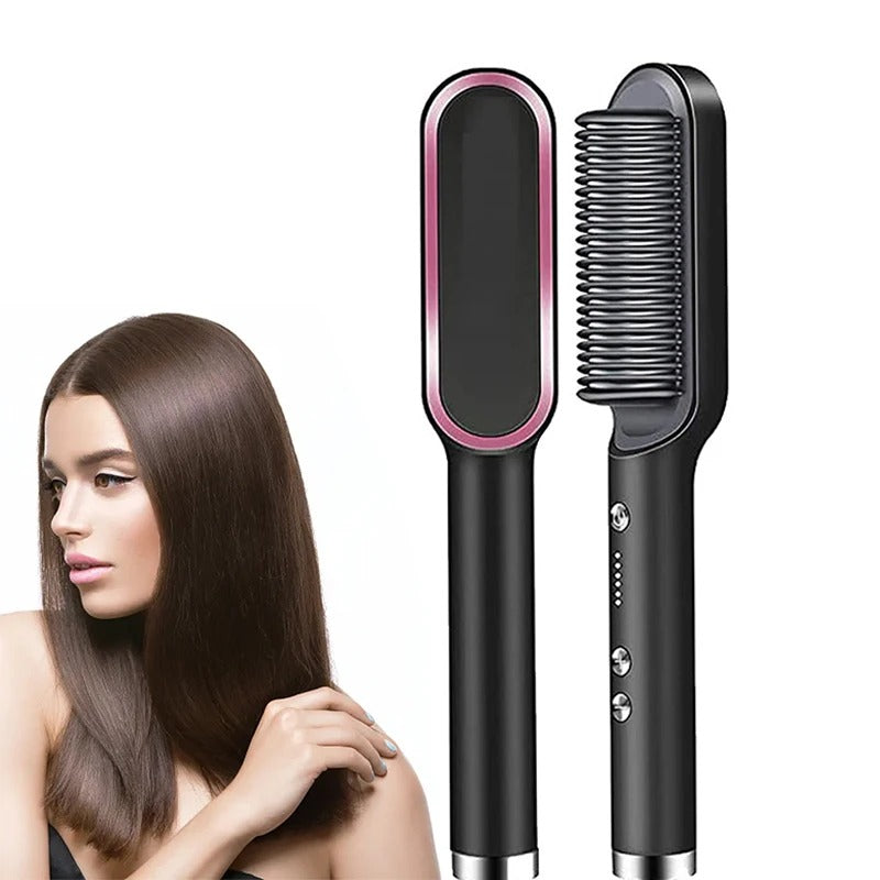 2in1ヘアストレートブラシ｜高速加熱＆マイナスイオン｜セラミックホットコーム